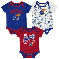 Newborn & Infant Outerstuff Kansas Jayhawks Three-Pack All Day Play Bodysuit Set