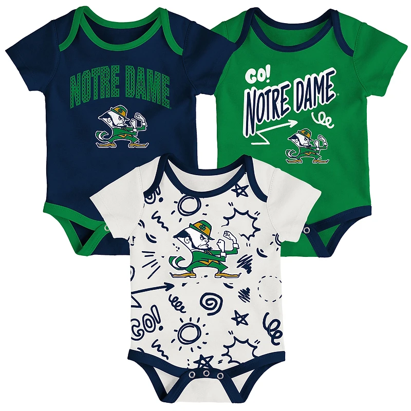 Newborn & Infant Outerstuff Notre Dame Fighting Irish Three-Pack All Day Play Bodysuit Set