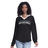 Women's G-III 4Her by Carl Banks Black San Antonio Spurs Bench Player Oversized Long Sleeve Hooded Top