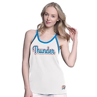 Women's G-III 4Her by Carl Banks White Oklahoma City Thunder Curveball Racerback Scoop Neck Slub Tank Top