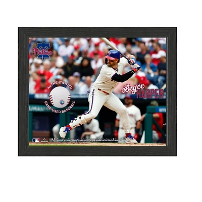 Bryce Harper Philadelphia Phillies Framed Photograph with Game-Used Ball Swatch