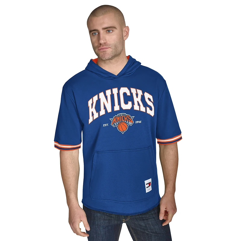 Men's Tommy Jeans Blue New York Knicks Paul French Terry Short Sleeve Pullover Hoodie
