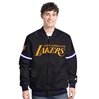 Men's Starter  Black Los Angeles Lakers Scout Varsity Full-Snap Jacket