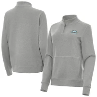 Women's Antigua Heather Gray NASCAR - Logo Crush Quarter-Zip Top