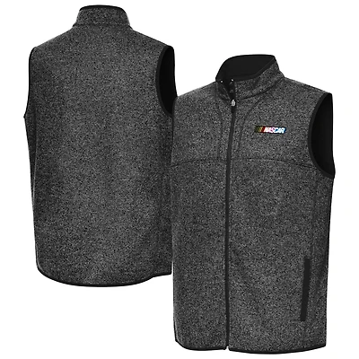 Men's Antigua  Heather Black NASCAR 1976-2017 Logo Fortune Full-Zip Vest