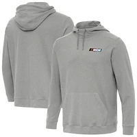 Men's Antigua Heather Gray NASCAR 1976-2017 Logo Cloud Pullover Hoodie