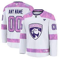 Men's Fanatics  White Florida Panthers 2024 Hockey Fights Cancer Custom Practice Jersey