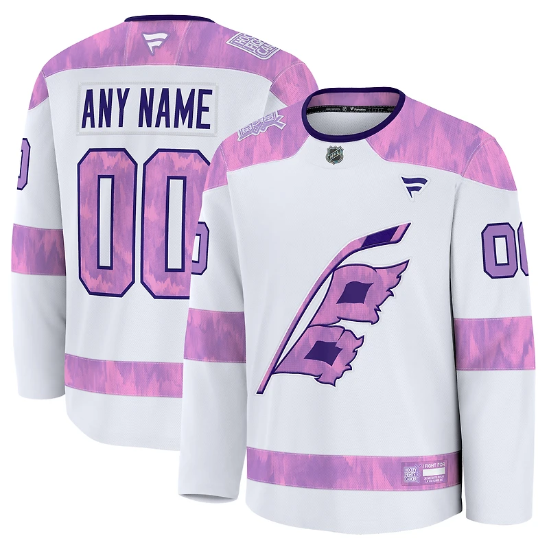 Men's Fanatics  White Carolina Hurricanes 2024 Hockey Fights Cancer Custom Practice Jersey