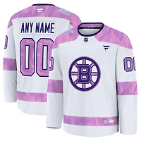 Men's Fanatics  White Boston Bruins 2024 Hockey Fights Cancer Custom Practice Jersey