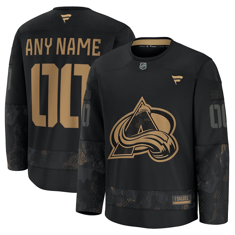 Men's Fanatics  Black Colorado Avalanche 2024 Military Appreciation Custom Practice Jersey