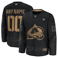 Men's Fanatics  Black Colorado Avalanche 2024 Military Appreciation Custom Practice Jersey