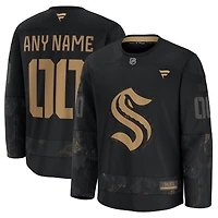 Men's Fanatics  Black Seattle Kraken 2024 Military Appreciation Custom Practice Jersey
