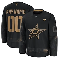 Men's Fanatics  Black Dallas Stars 2024 Military Appreciation Custom Practice Jersey