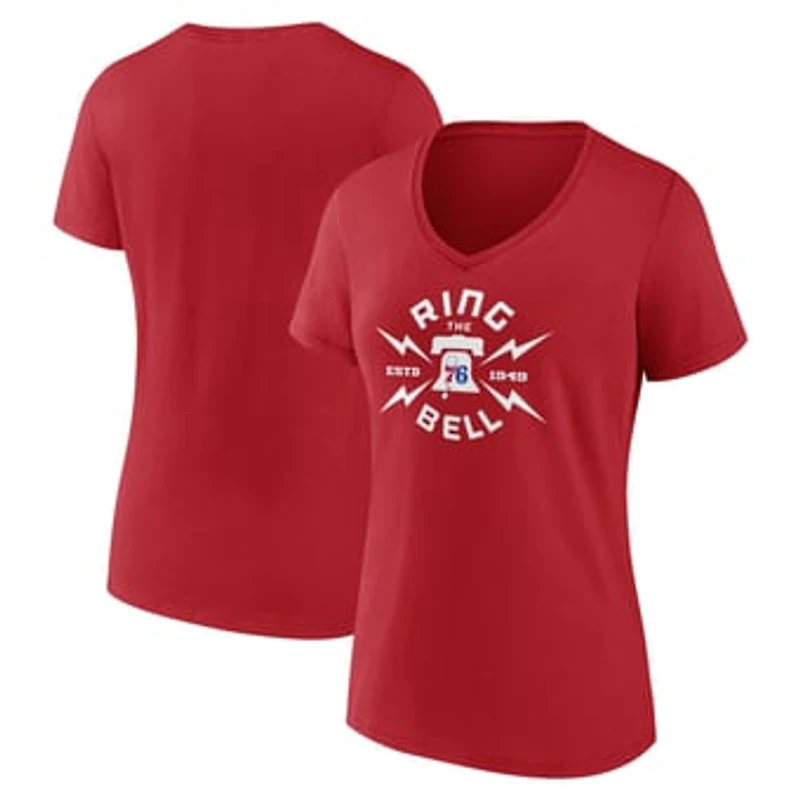 Women's Red Philadelphia 76ers Huddle V-Neck T-Shirt
