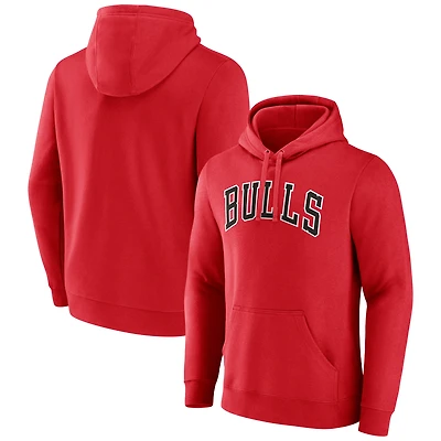 Men's  Red Chicago Bulls Wordmark Pullover Hoodie