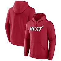 Men's  Red Miami Heat Wordmark Pullover Hoodie