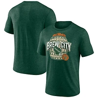 Men's  Hunter Green Milwaukee Bucks Announcer Tri-Blend T-Shirt