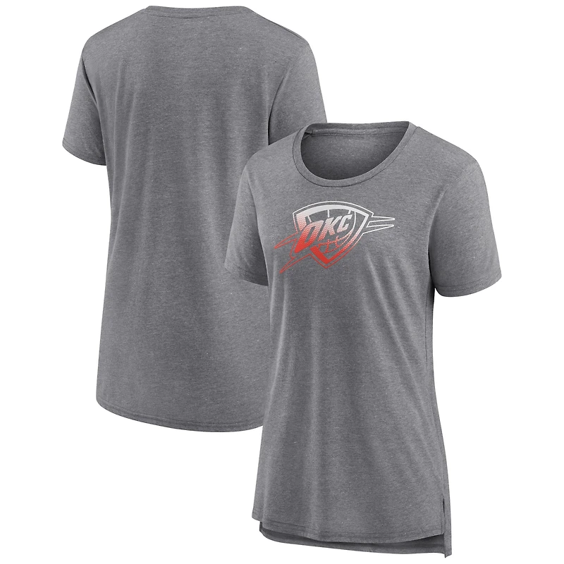 Women's Gray Oklahoma City Thunder Gradient Logo Tri-Blend T-Shirt