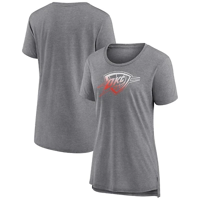Women's Gray Oklahoma City Thunder Gradient Logo Tri-Blend T-Shirt
