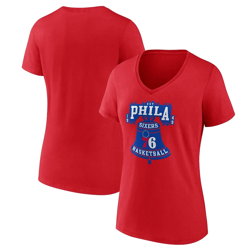 Women's Red Philadelphia 76ers Hometown V-Neck T-Shirt