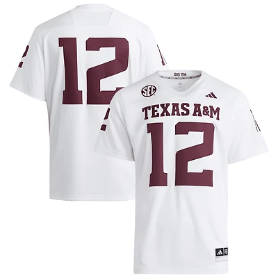 Men's adidas #12 White Texas A&M Aggies Premier Jersey