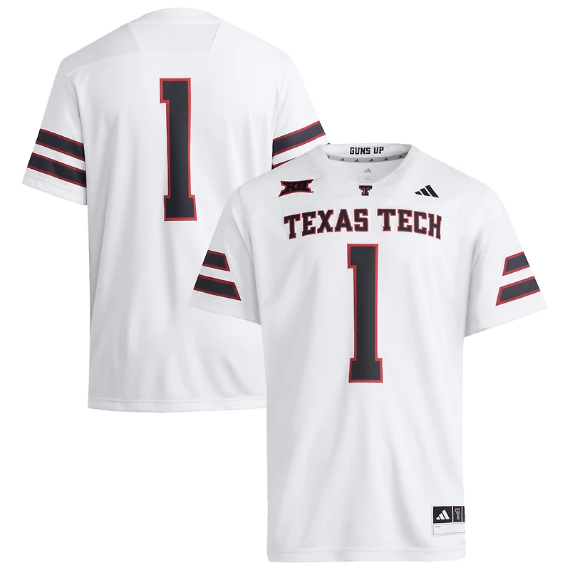 Men's adidas #1 White Texas Tech Red Raiders Premier Jersey