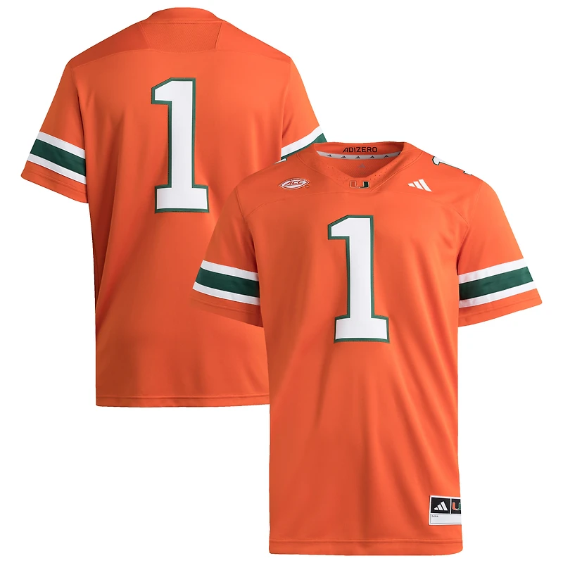 Men's adidas #1 Miami Hurricanes Premier Jersey