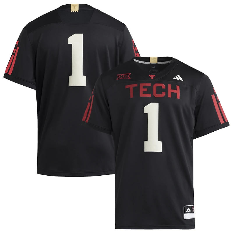 Men's adidas #1 Black Texas Tech Red Raiders 100 Years Premier Strategy Jersey