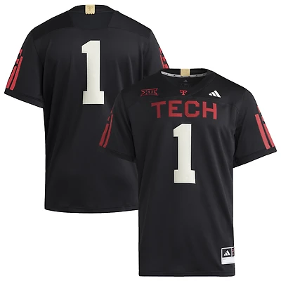 Men's adidas #1 Black Texas Tech Red Raiders 100 Years Premier Strategy Jersey