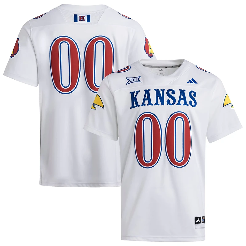 Men's adidas #00 White Kansas Jayhawks Premier Strategy Jersey