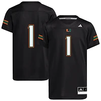 Youth adidas #1 Black Miami Hurricanes Replica Jersey