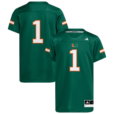 Youth adidas #1 Green Miami Hurricanes Replica Jersey