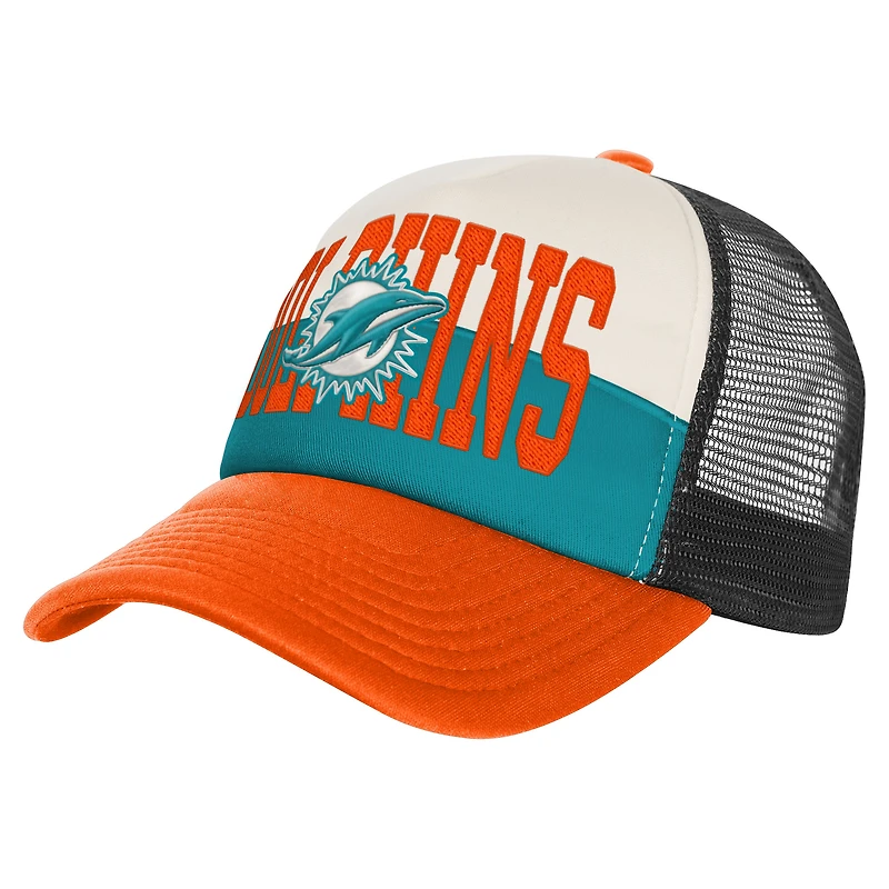Youth White/Orange Miami Dolphins Modern Fan Trucker Adjustable Hat