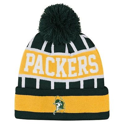 Youth Outerstuff  Green Green Bay Packers Go Fast Cuffed Knit Hat with Pom