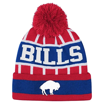 Youth Outerstuff  Red Buffalo Bills Go Fast Cuffed Knit Hat with Pom