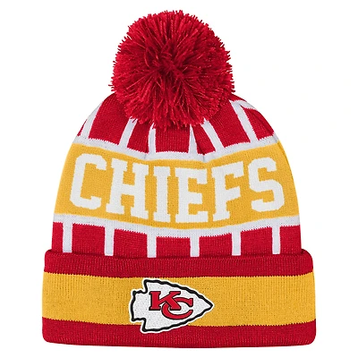 Youth Outerstuff  Red Kansas City Chiefs Go Fast Cuffed Knit Hat with Pom