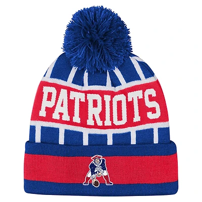 Youth Outerstuff  Royal New England Patriots Go Fast Cuffed Knit Hat with Pom