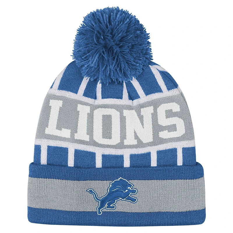 Youth Outerstuff Blue Detroit Lions Go Fast Cuffed Knit Hat with Pom