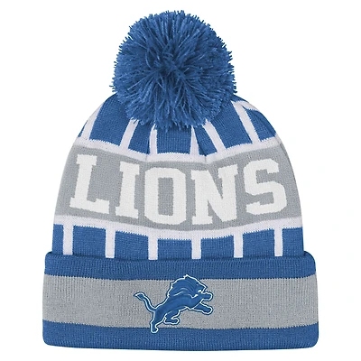 Youth Outerstuff  Blue Detroit Lions Go Fast Cuffed Knit Hat with Pom