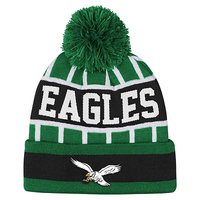 Youth Outerstuff  Kelly Green Philadelphia Eagles Go Fast Cuffed Knit Hat with Pom