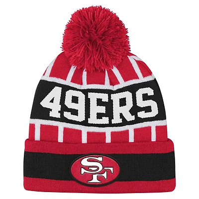 Youth Outerstuff  Scarlet San Francisco 49ers Go Fast Cuffed Knit Hat with Pom