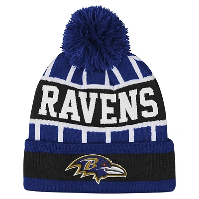 Youth Outerstuff  Purple Baltimore Ravens Go Fast Cuffed Knit Hat with Pom