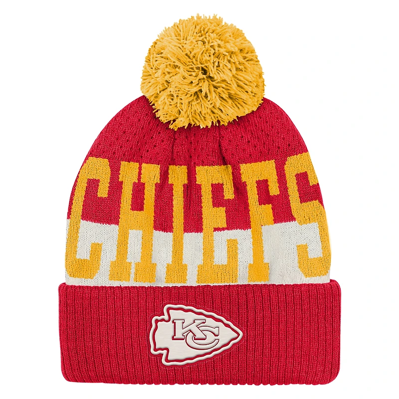 Youth Outerstuff  Red Kansas City Chiefs Modern Fan Cuffed Knit Hat with Pom