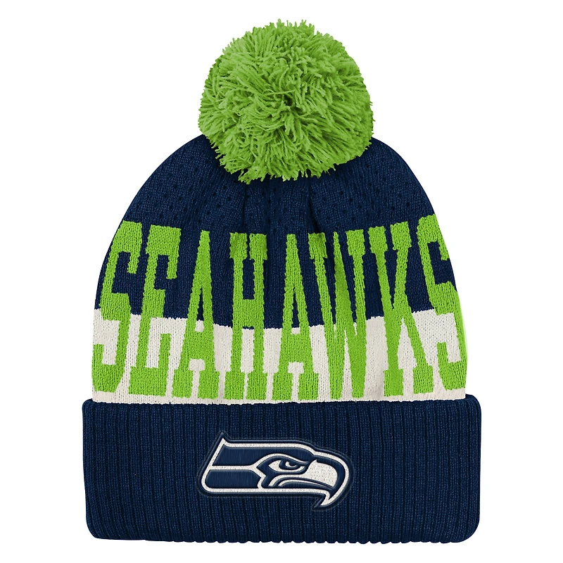 Youth Outerstuff  College Navy Seattle Seahawks Modern Fan Cuffed Knit Hat with Pom