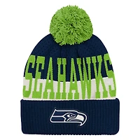 Youth Outerstuff  College Navy Seattle Seahawks Modern Fan Cuffed Knit Hat with Pom