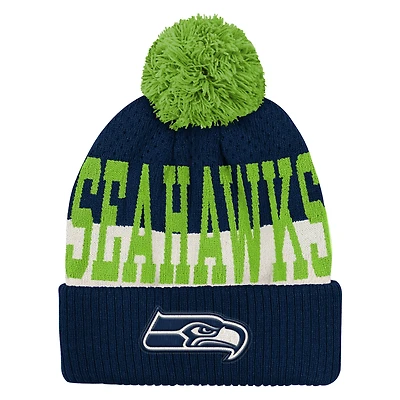Youth Outerstuff  College Navy Seattle Seahawks Modern Fan Cuffed Knit Hat with Pom
