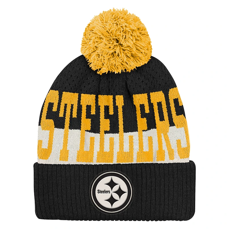 Youth Outerstuff  Black Pittsburgh Steelers Modern Fan Cuffed Knit Hat with Pom