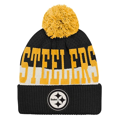 Youth Outerstuff  Black Pittsburgh Steelers Modern Fan Cuffed Knit Hat with Pom