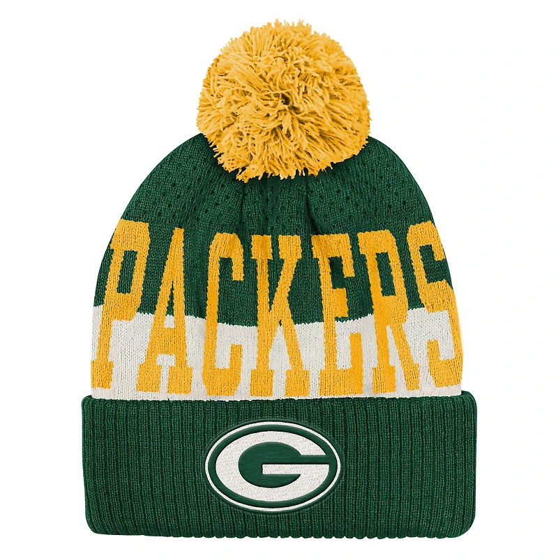 Youth Outerstuff  Green Green Bay Packers Modern Fan Cuffed Knit Hat with Pom