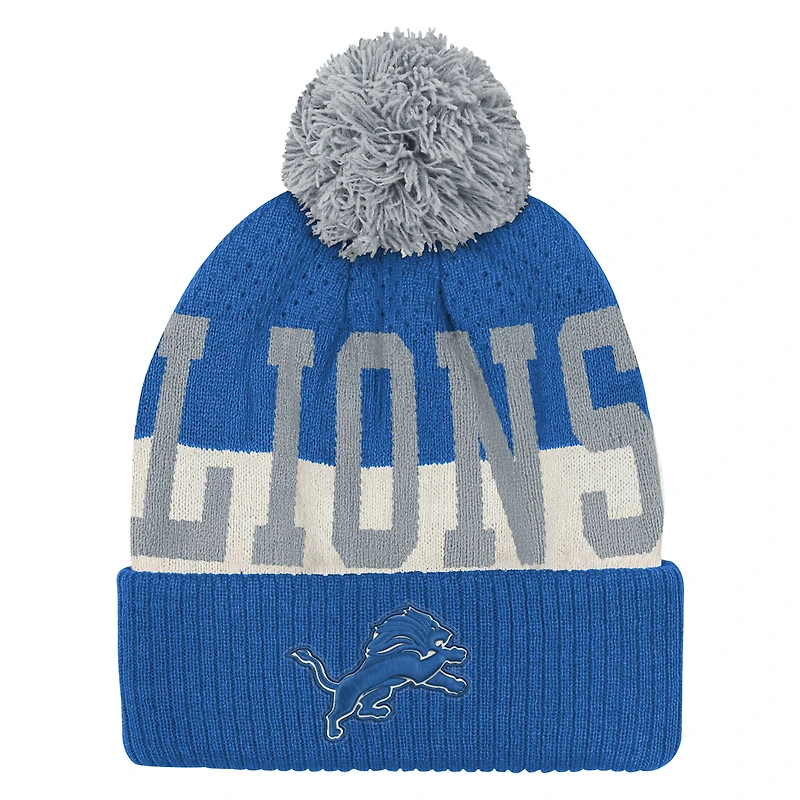 Youth Outerstuff Blue Detroit Lions Modern Fan Cuffed Knit Hat with Pom